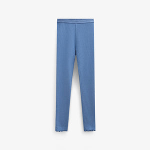 Ribbed Modal-Blend Leggings - Kids - Dusty Blue | 101571 Lottie