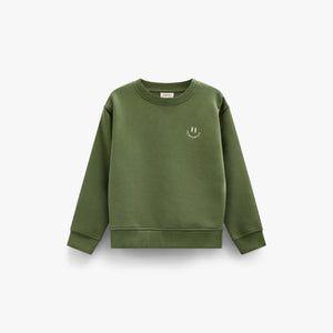 Sweatshirt met ronde hals en smileyborduursel Kids - Moss Green | 101575 Andrew