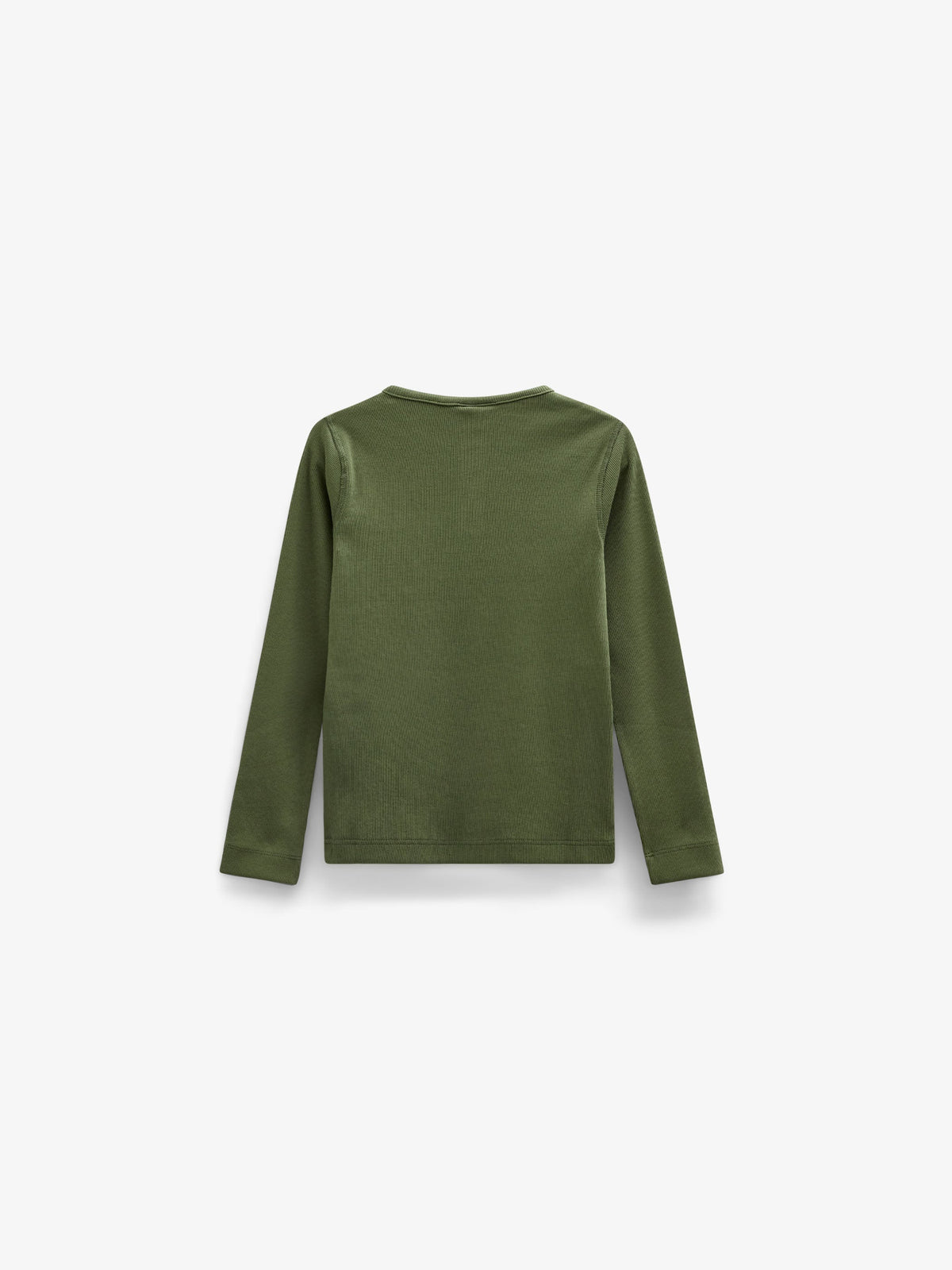 Ribbed Long-Sleeve Henley T-Shirt - Kids - Moss Green | 101593 Conrad