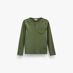 Geribd henley-langarmshirt Kids - Moss Green | 101593 Conrad