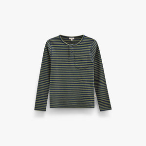 Geribd henley-langarmshirt Tween - Moss Green/Navy Stripe | 101596 Conrad