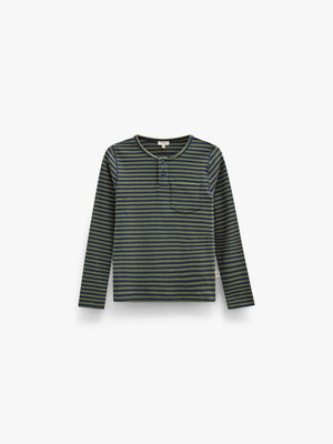 Geribd henley-langarmshirt Tween - Moss Green/Navy Stripe | 101596 Conrad