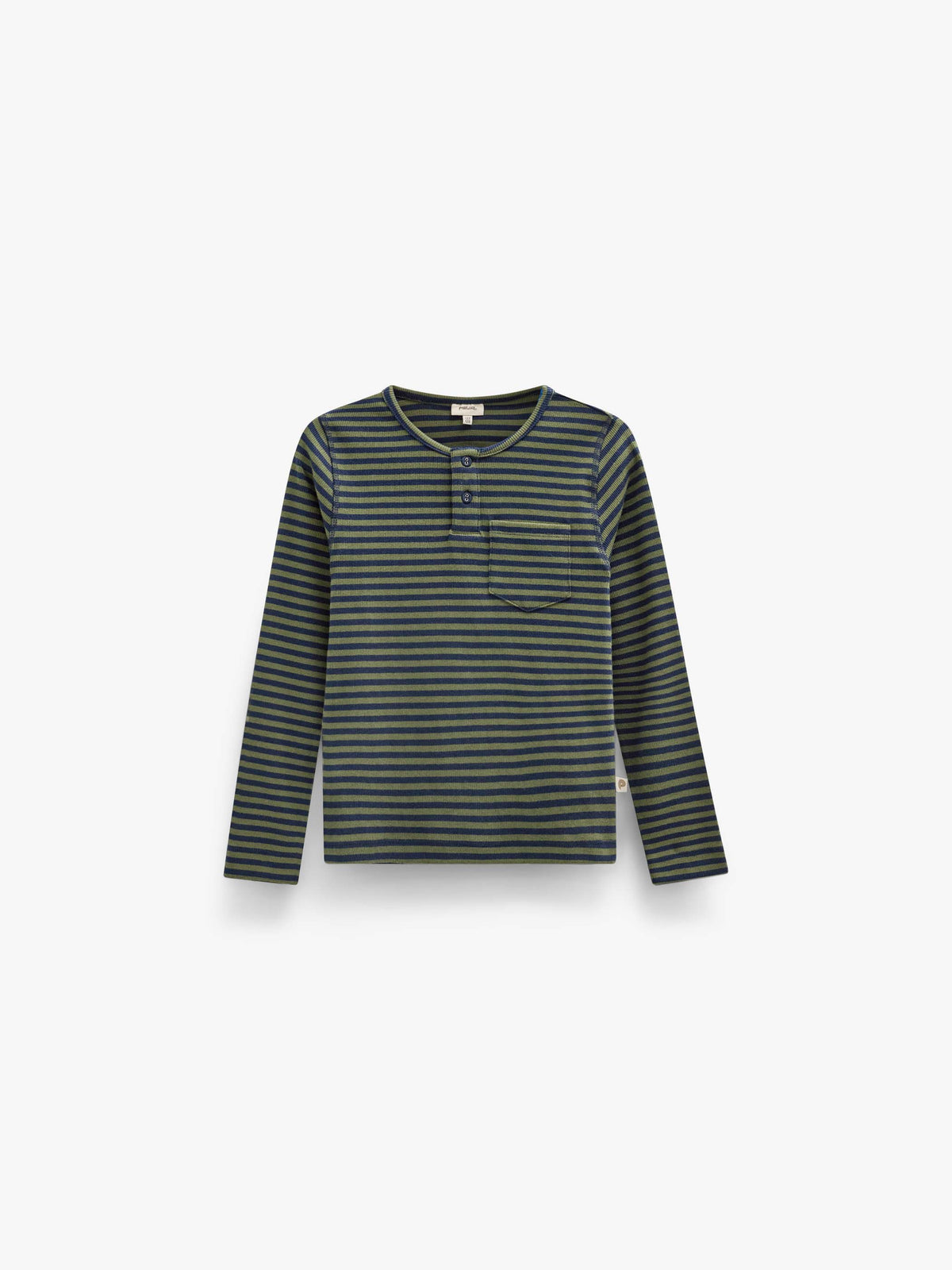 Geribd henley-langarmshirt Tween - Moss Green/Navy Stripe | 101596 Conrad