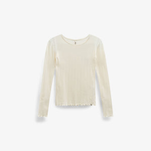 Pointelle langarmshirt in katoen-modalmix Kids - Offwhite | 101608 Ruby