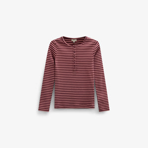 Gestreept geribd langarmshirt Kids - Dusty Rose/Bordeaux | 101616 Gloria