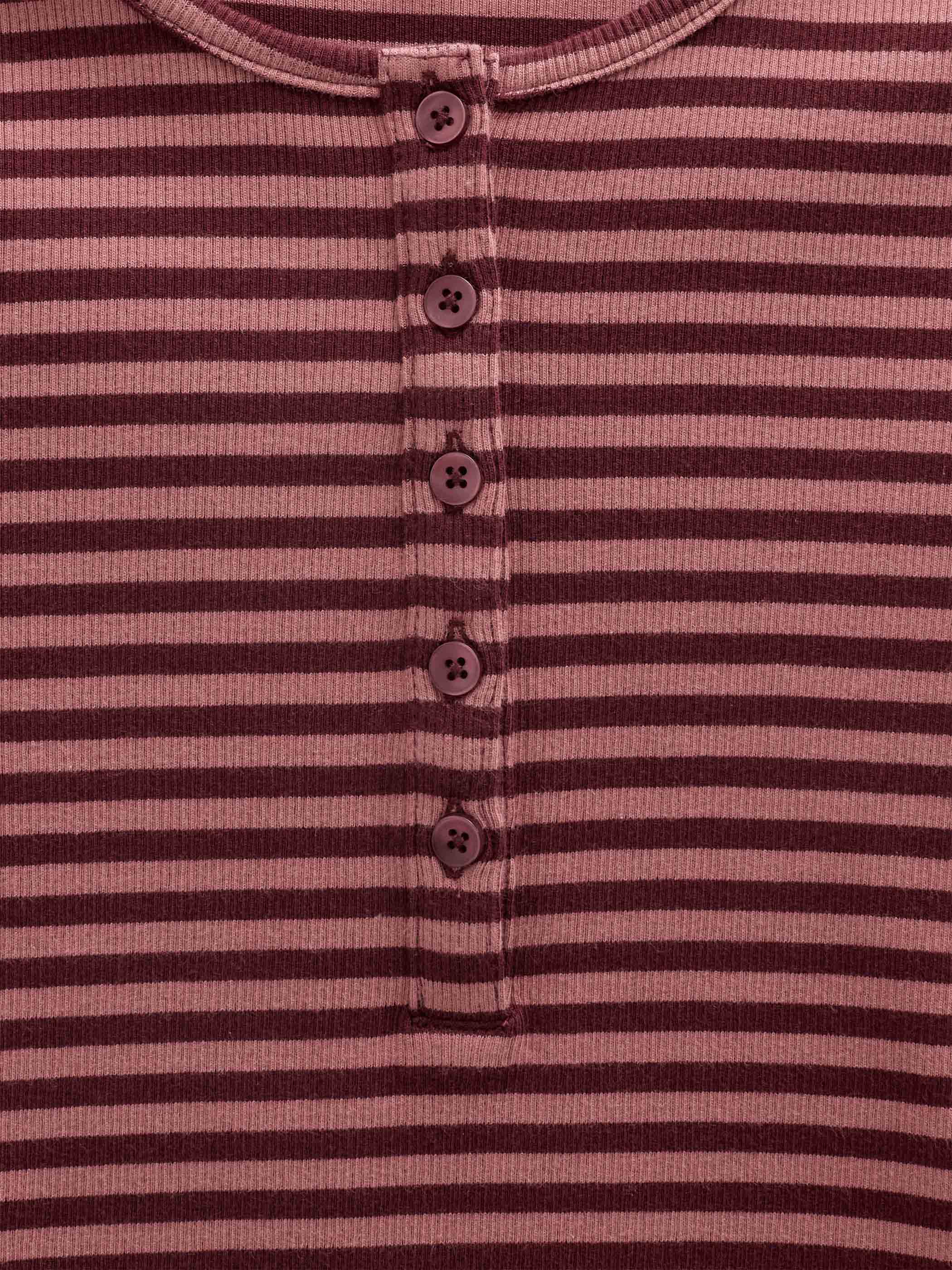 Striped Rib Long-Sleeve T-Shirt - Tween - Dusty Rose/Bordeaux | 101617 Gloria