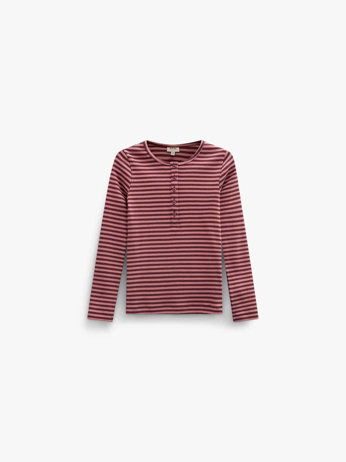 Gestreept geribd langarmshirt Tween - Dusty Rose/Bordeaux | 101617 Gloria
