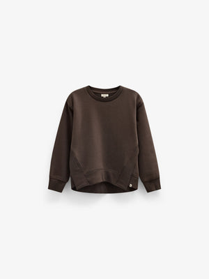Sweatshirt met ribdetails Kids - Dark Brown | 101626 Zoe