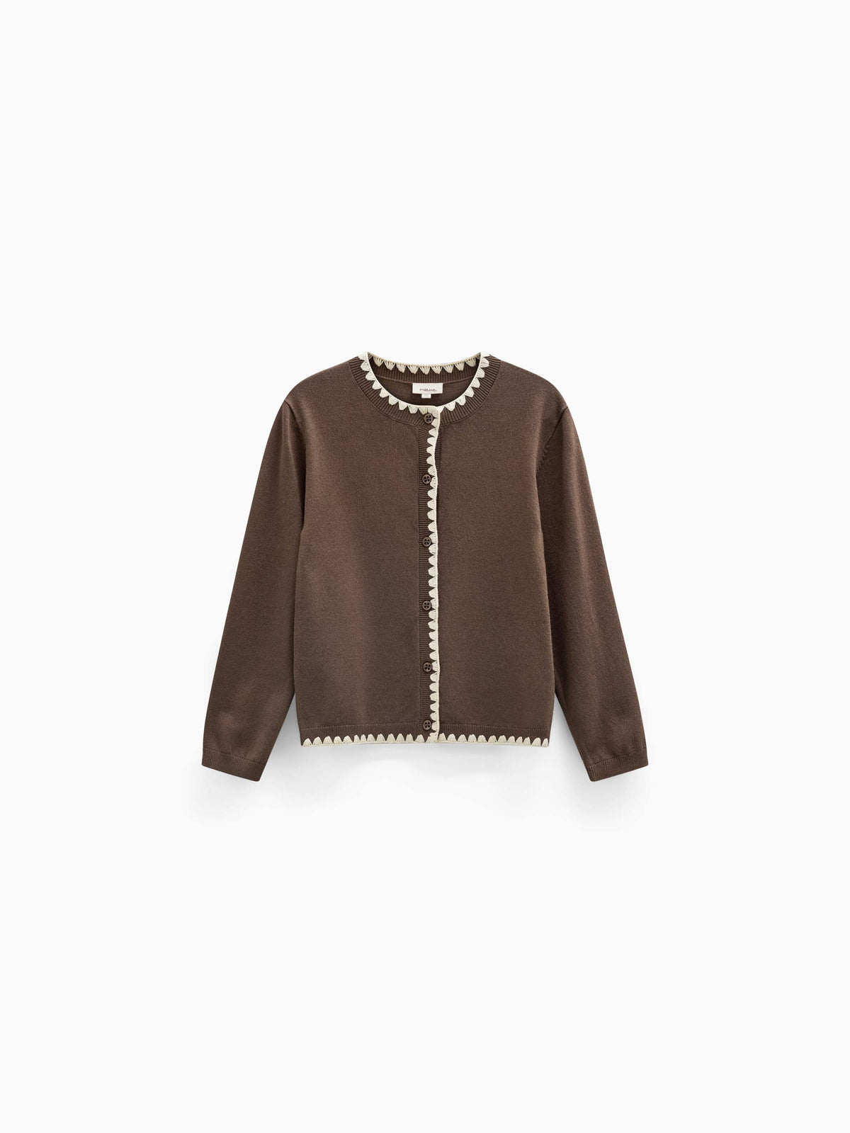 Cardigan met contrasterende stiksels Tween - Brown/Offwhite | 101633 Lia