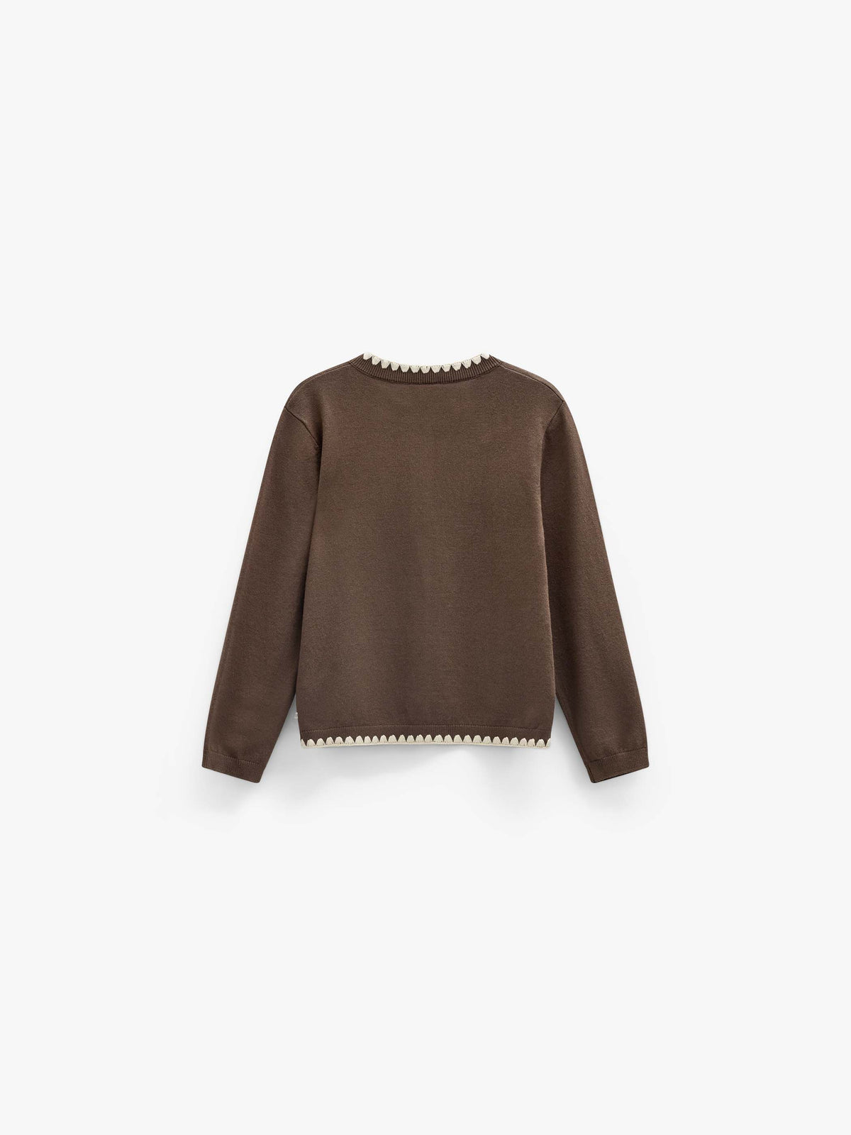 Cardigan met contrasterende stiksels Tween - Brown/Offwhite | 101633 Lia