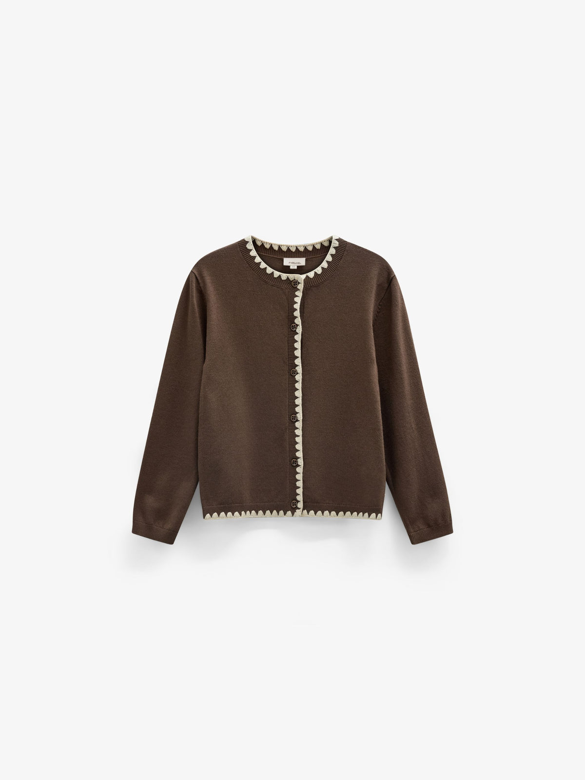 Cardigan met contrasterende stiksels Tween - Brown/Offwhite | 101633 Lia