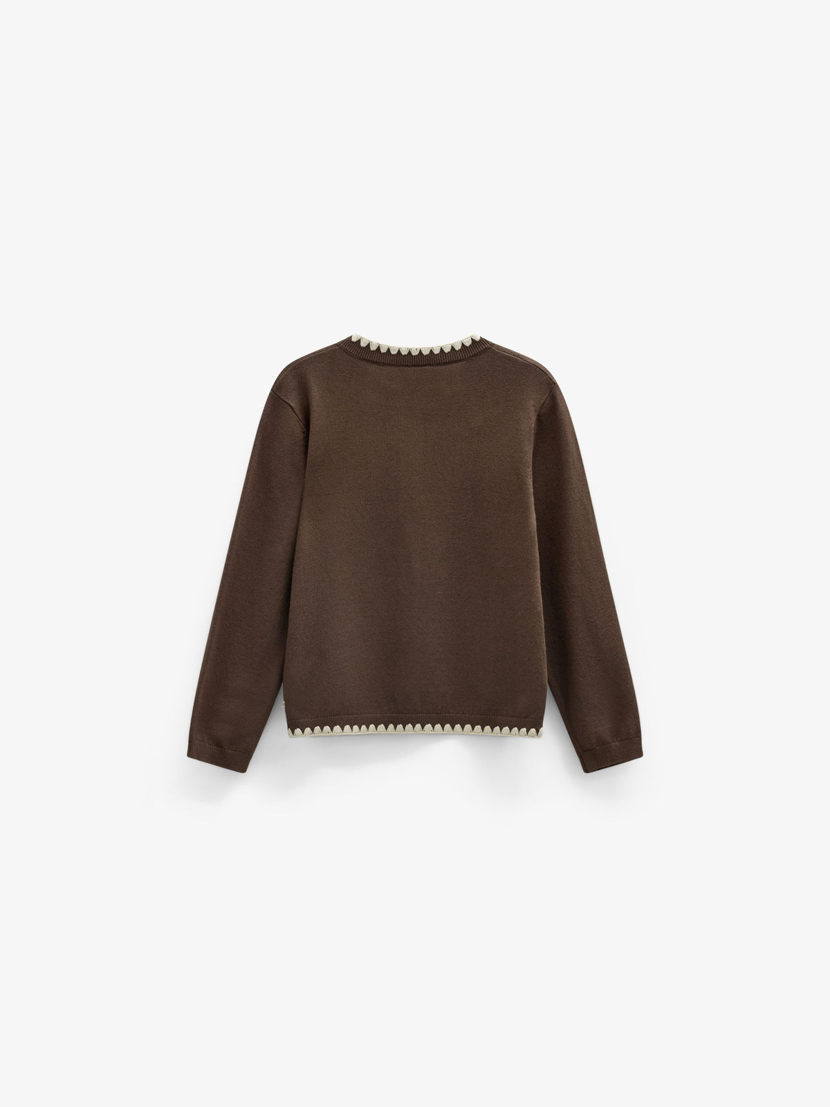 Cardigan met contrasterende stiksels Tween - Brown/Offwhite | 101633 Lia
