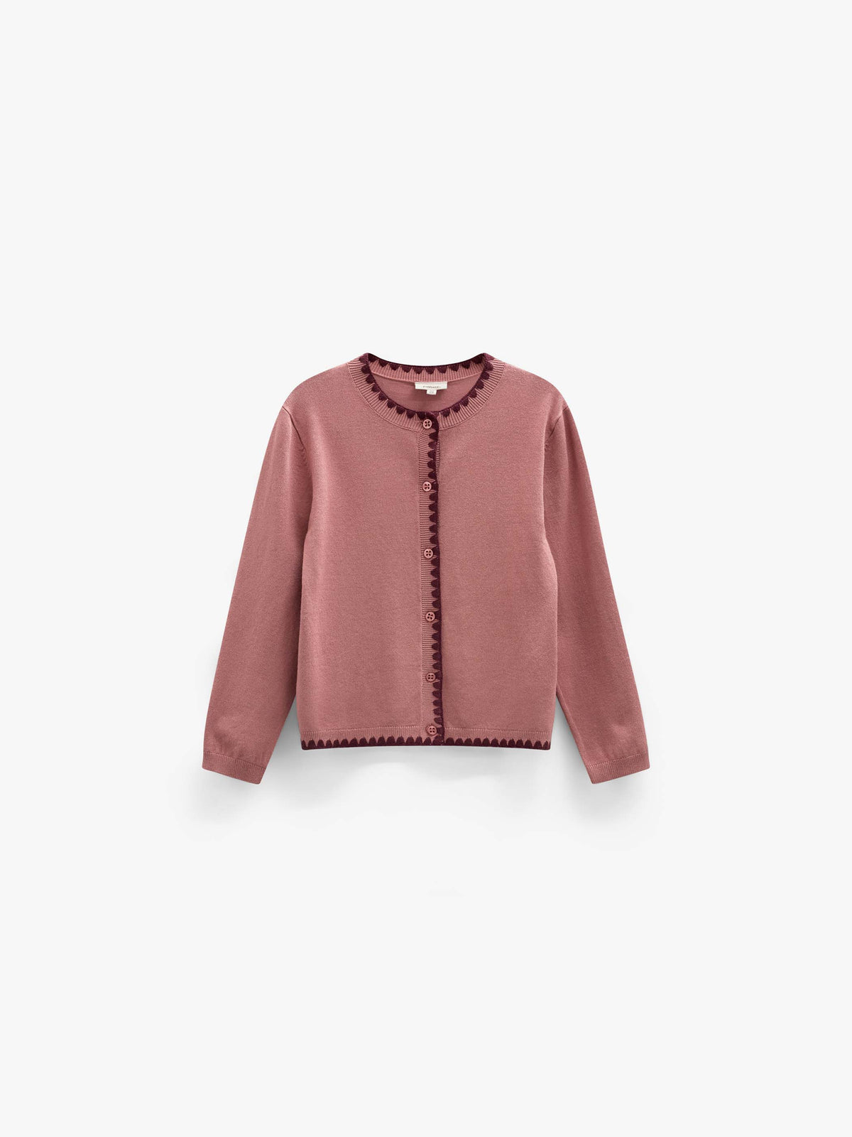 Cardigan met contrasterende stiksels Tween - Dusty Rose/Bordeaux | 101635 Lia