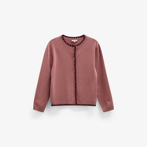 Cardigan met contrasterende stiksels Tween - Dusty Rose/Bordeaux | 101635 Lia
