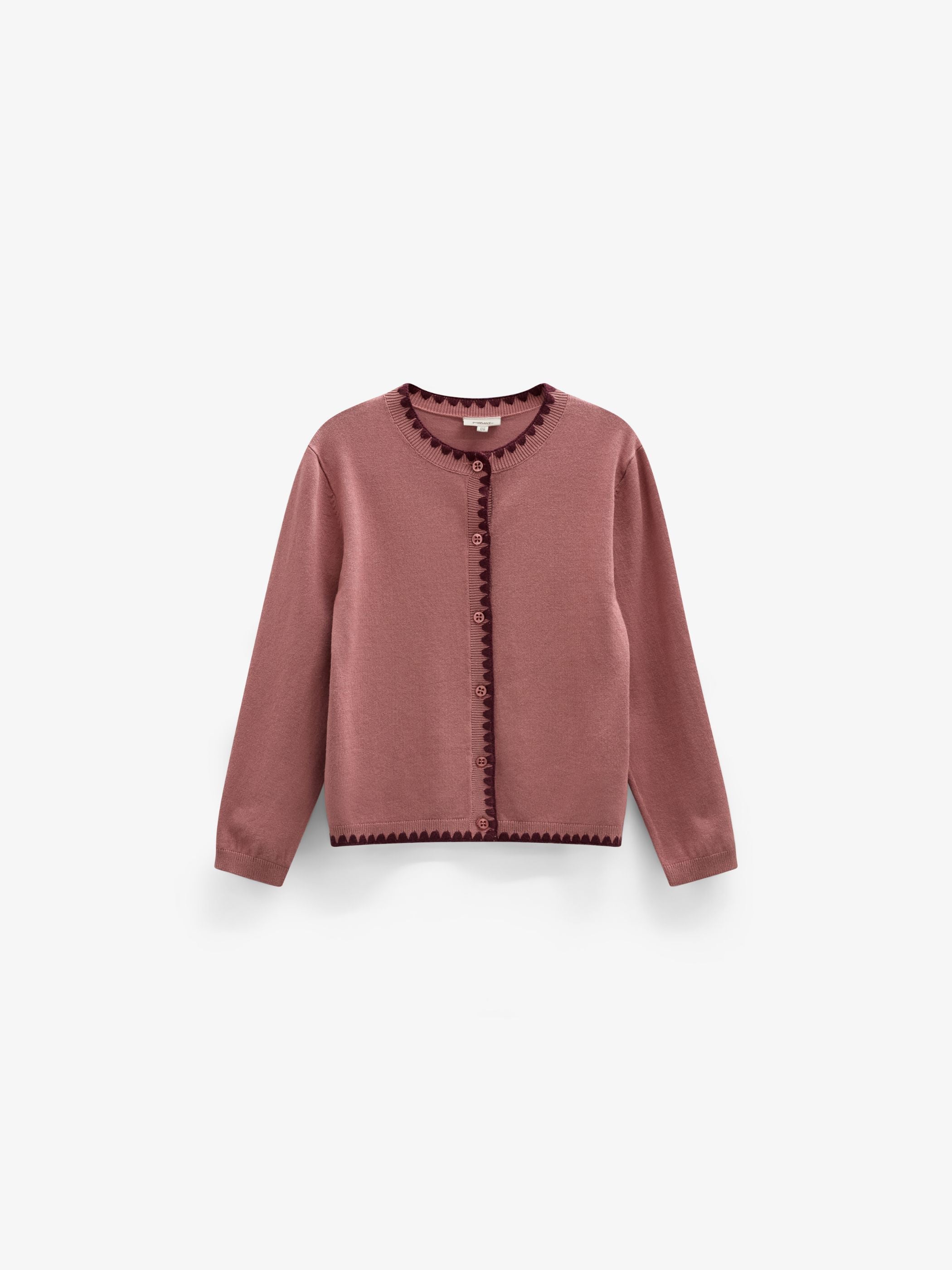 Cardigan met contrasterende stiksels Tween - Dusty Rose/Bordeaux | 101635 Lia