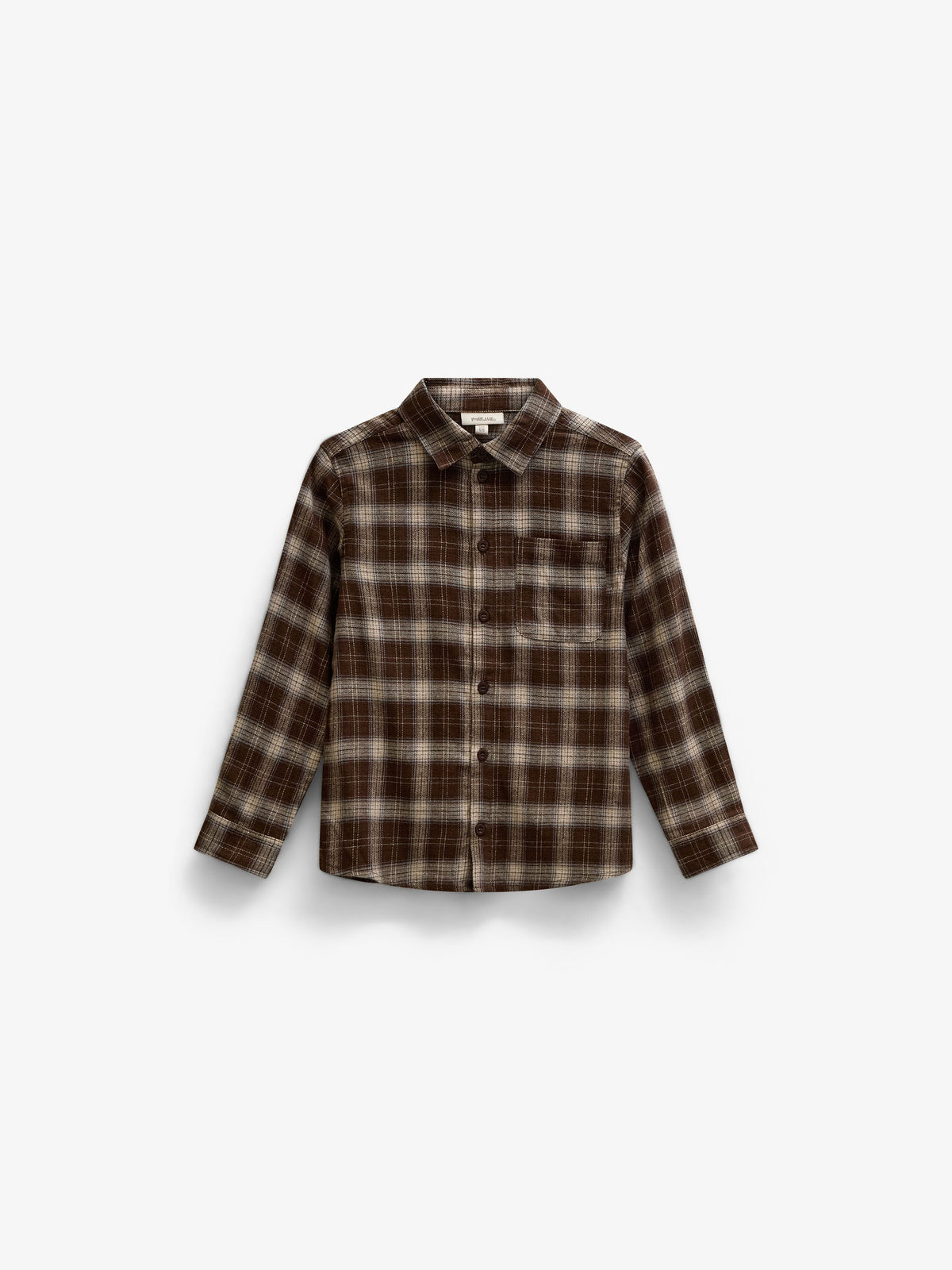 Checked Flannel Shirt - Tween - Brown/Navy | 101652 Edwin