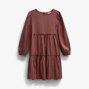 Midi-jurk in viscose met stippen Tween - Dusty Rose/Bordeaux | 101657 Feline