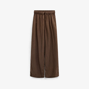 Wide-leg broek in viscose met stippen Tween - Brown/Offwhite | 101660 Feline