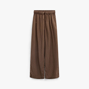 Wide-leg broek in viscose met stippen Tween - Brown/Offwhite | 101660 Feline