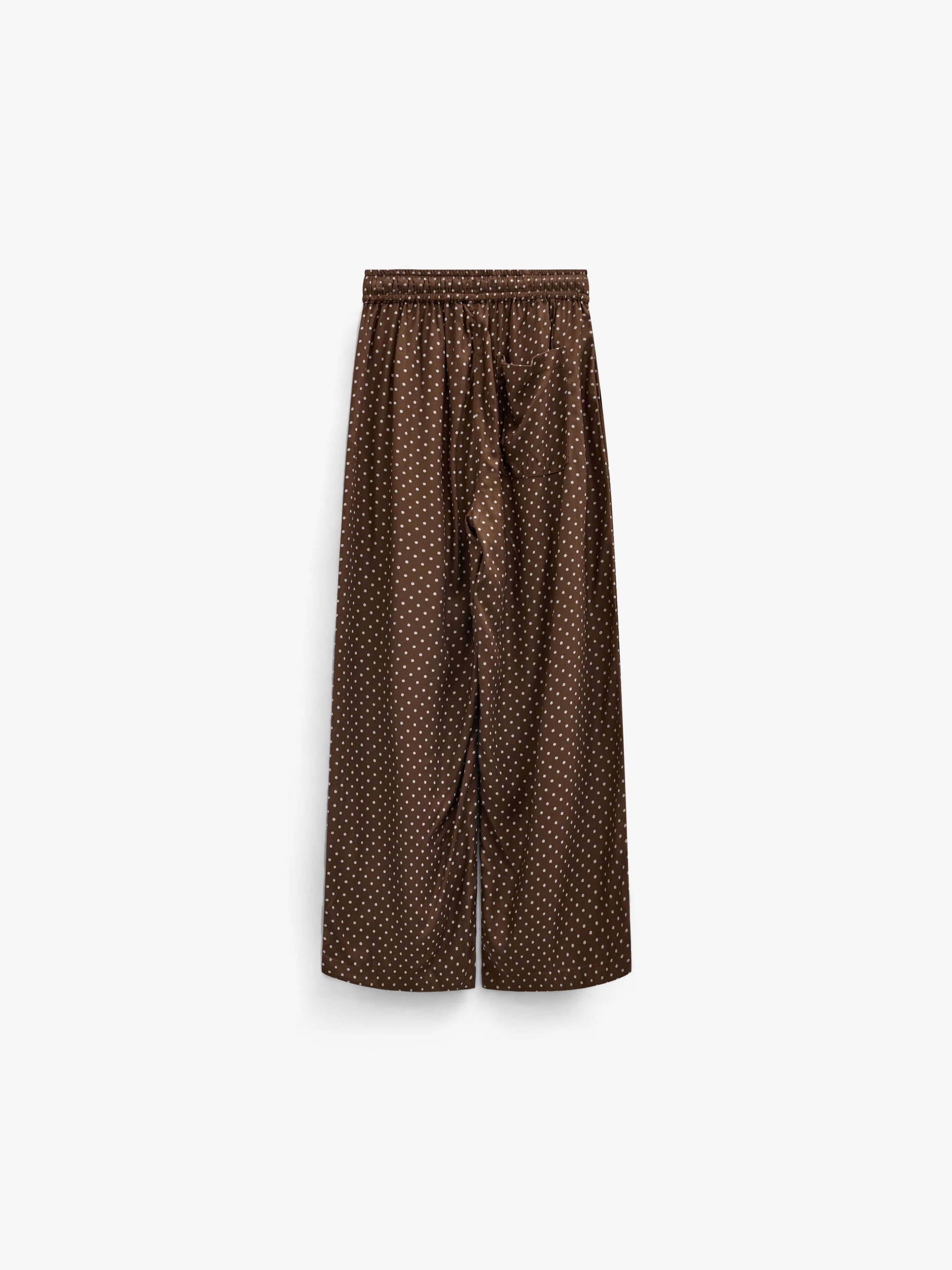 Dotted Wide-Leg Viscose Trousers - Tween - Brown/Offwhite | 101660 Feline
