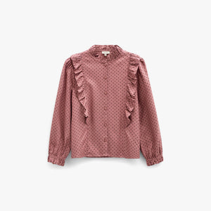 Viscose blouse met stippen en ruches Tween - Dusty Rose/Bordeaux | 101661 Feline