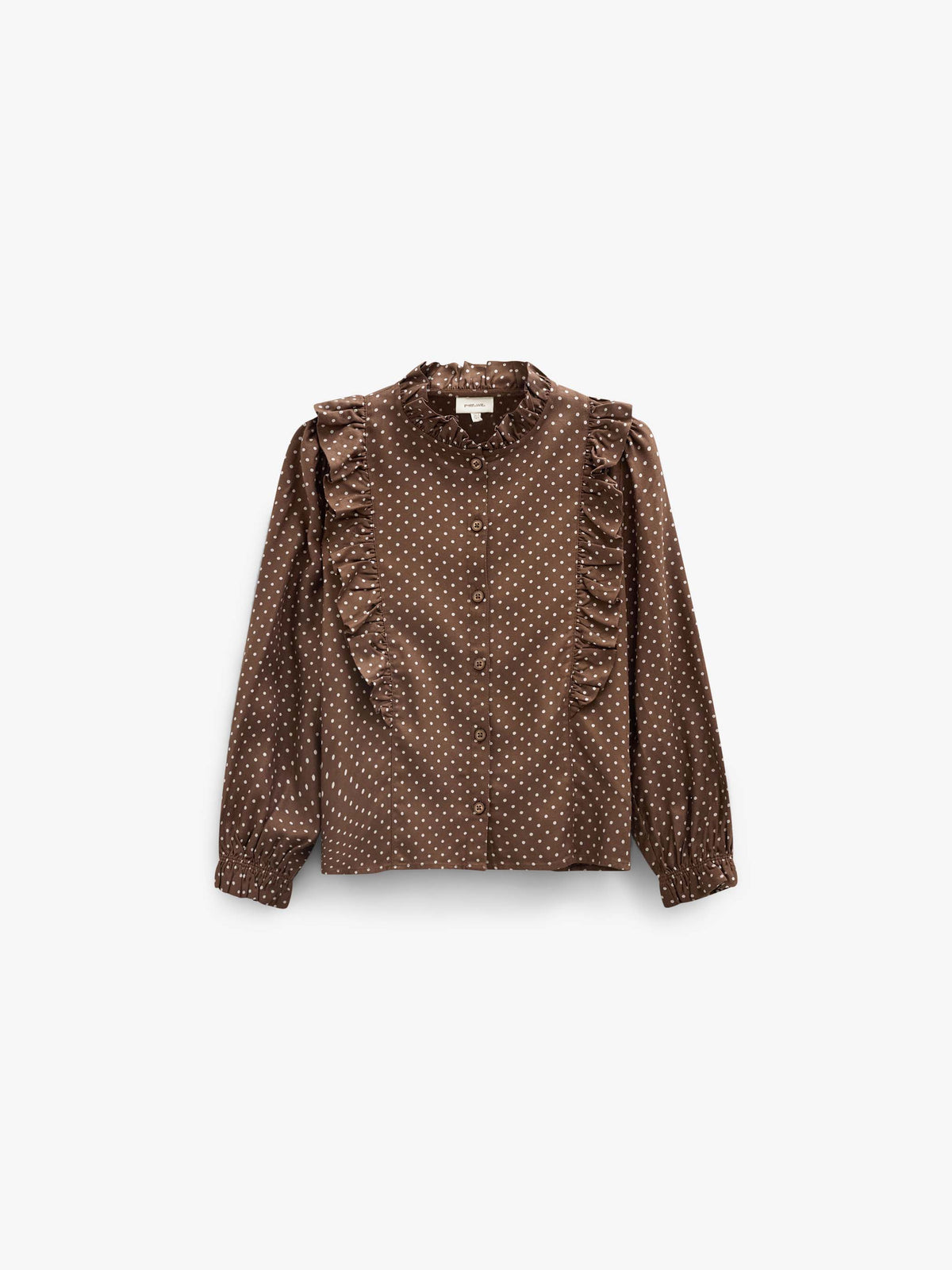 Viscose blouse met stippen en ruches Tween - Brown/Offwhite | 101662 Feline