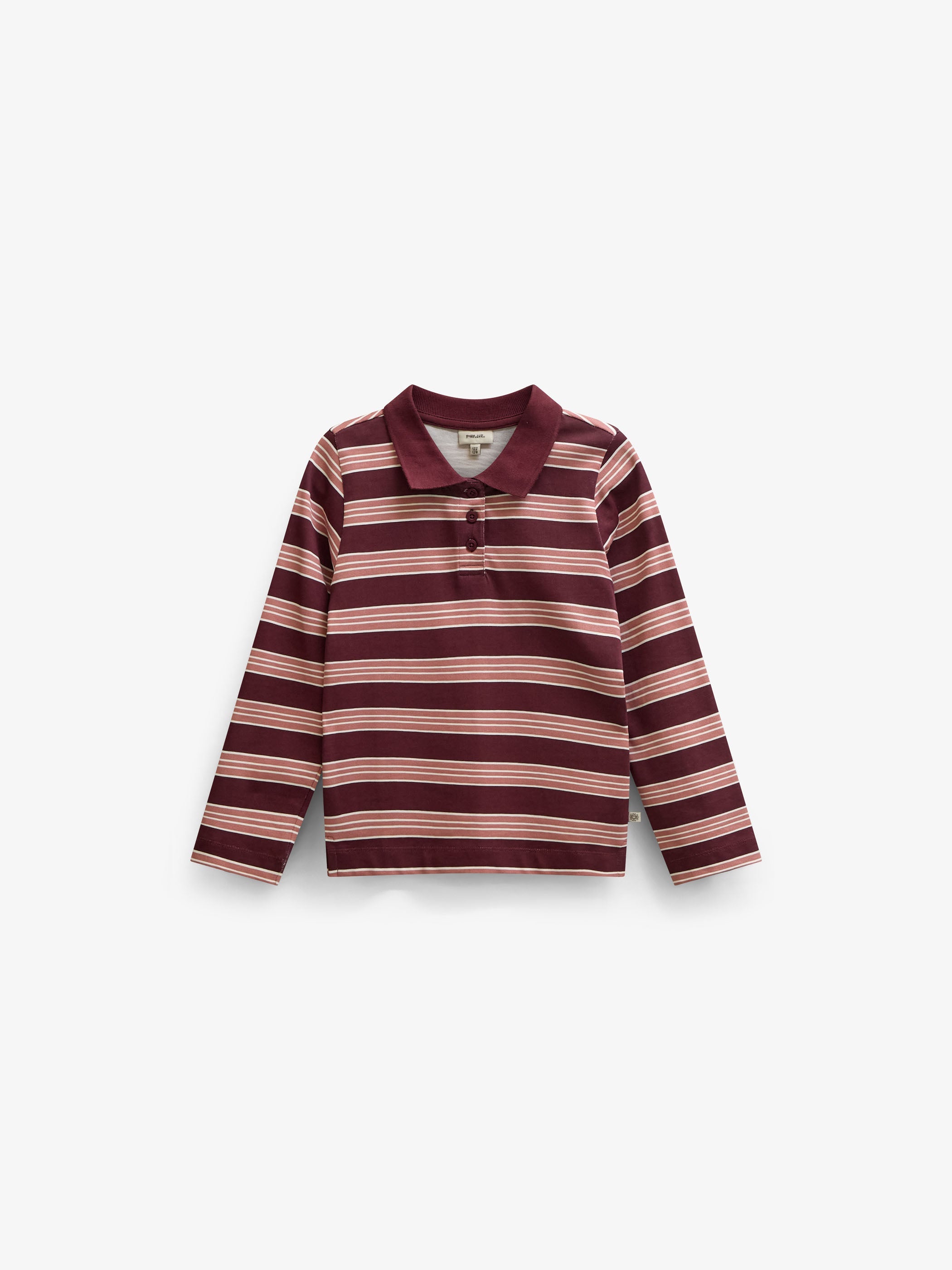 Striped Long-Sleeve Jersey Polo - Tween - Bordeaux | 101698 Hope
