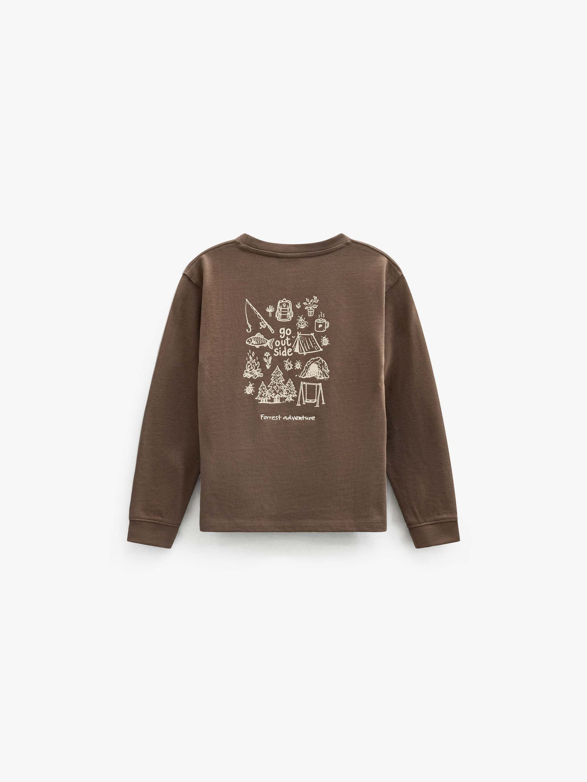 Langarmshirt met rugprint Kids - Brown | 101709 Weston