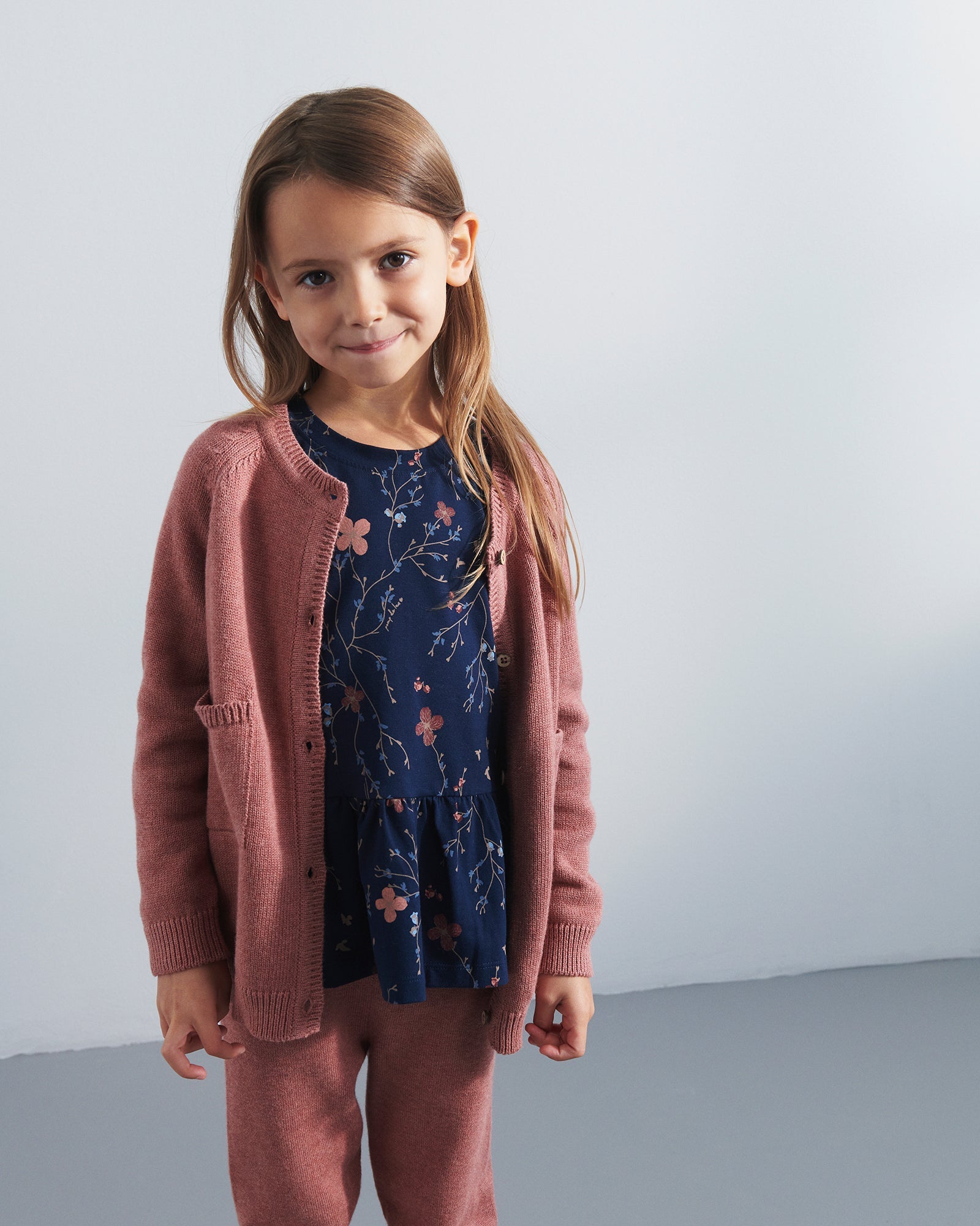 Jersey Peplum Blouse met Bloemenprint - Kids - Blue/Rose