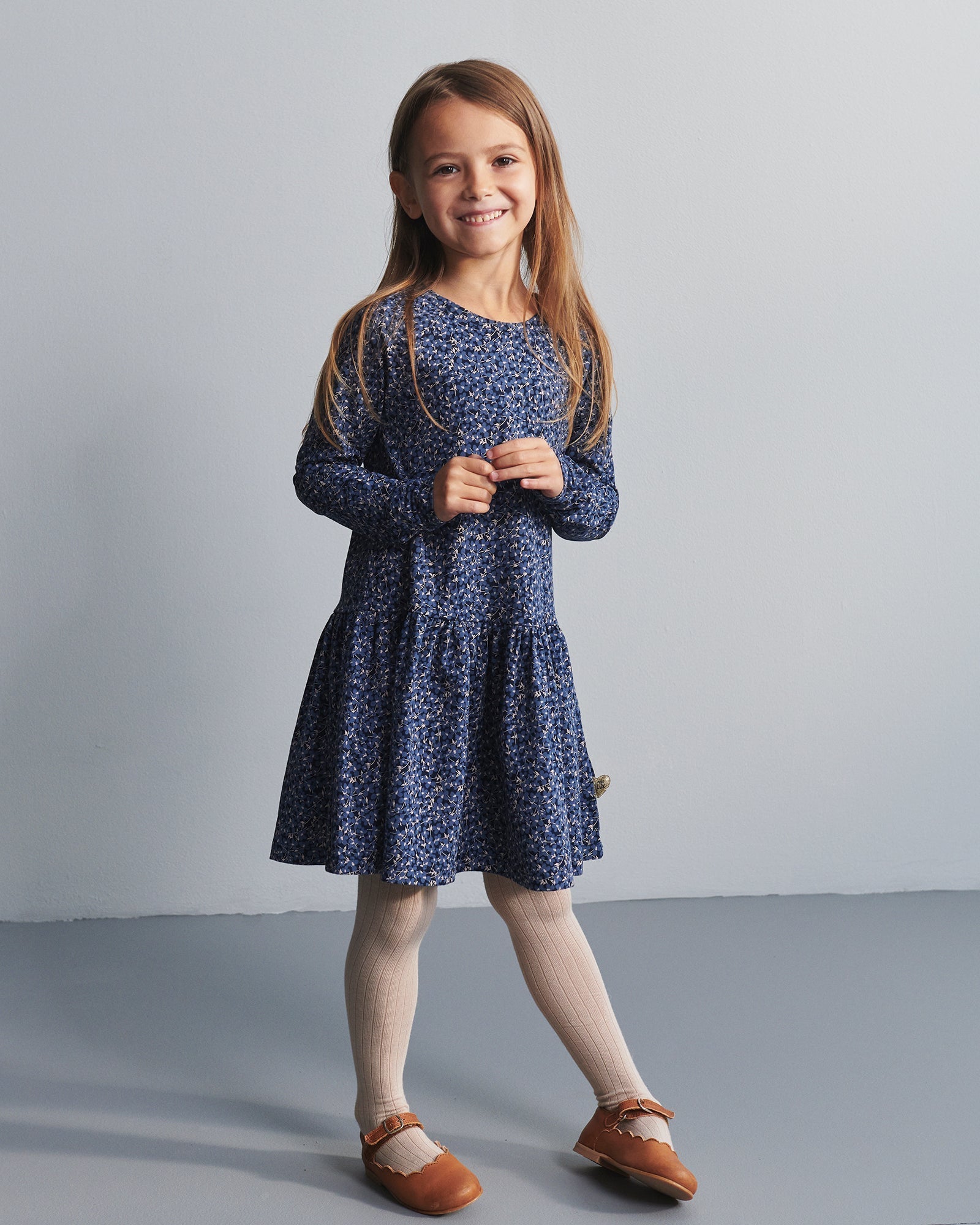 Jersey jurk met ditsy print - Kids - Blue