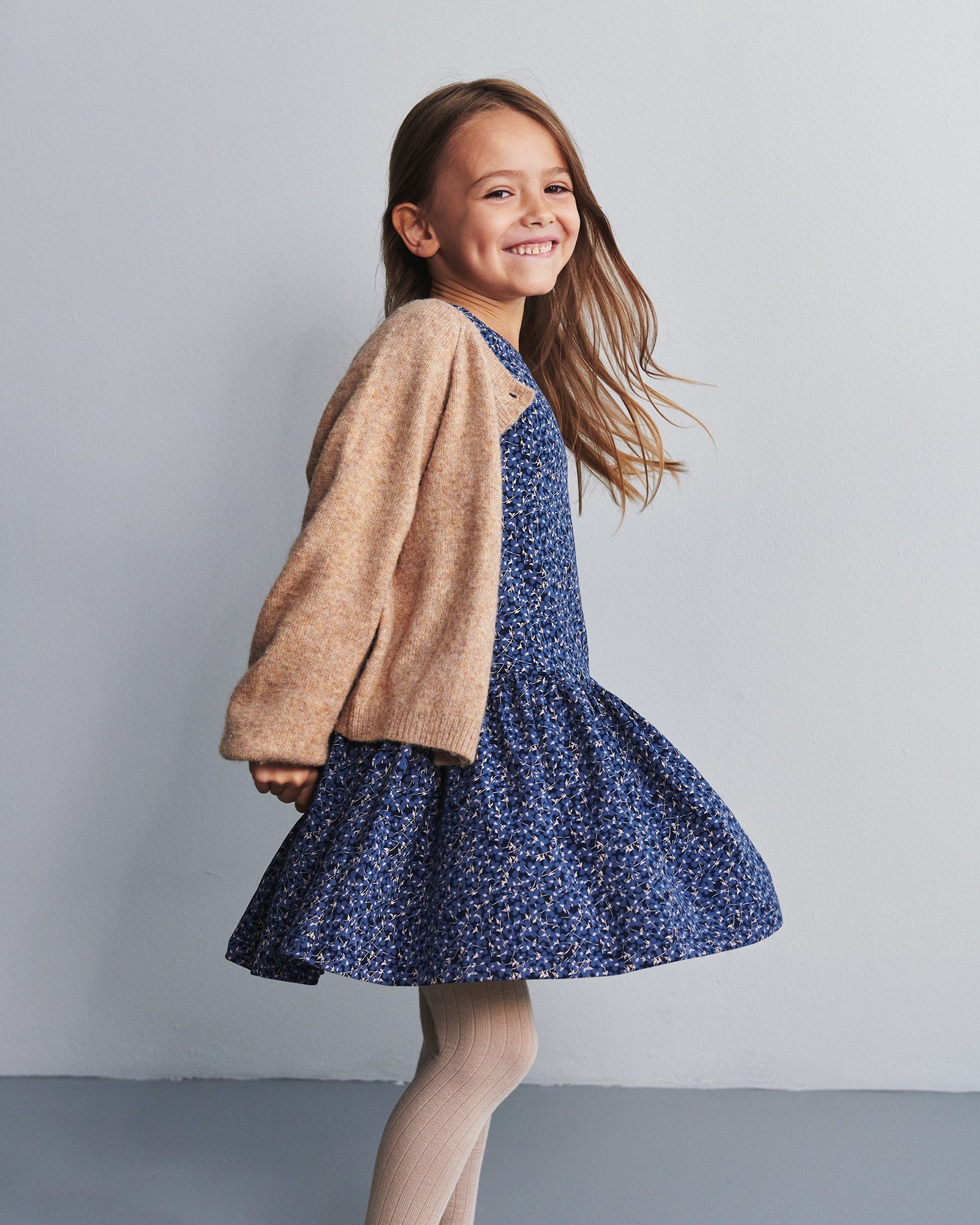 Jersey jurk met ditsy print - Kids - Blue