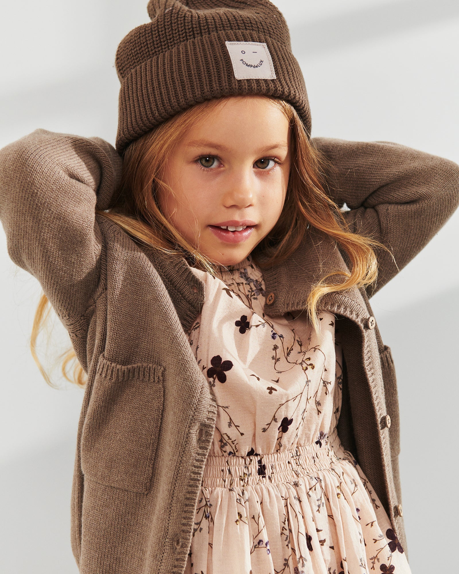 Katoenen gebreid vest - Kids - Brown Melange