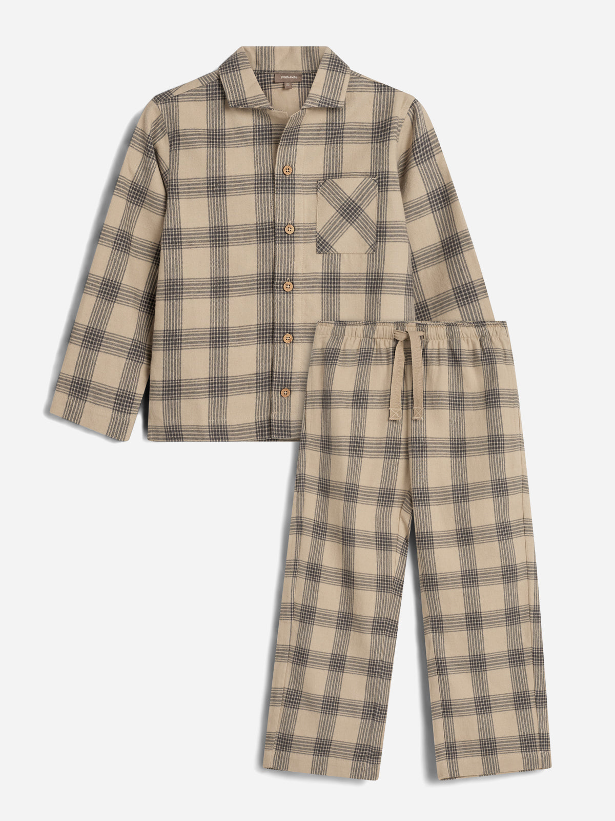 Katoenen flanellen pyjama - Kids - Grey/Beige