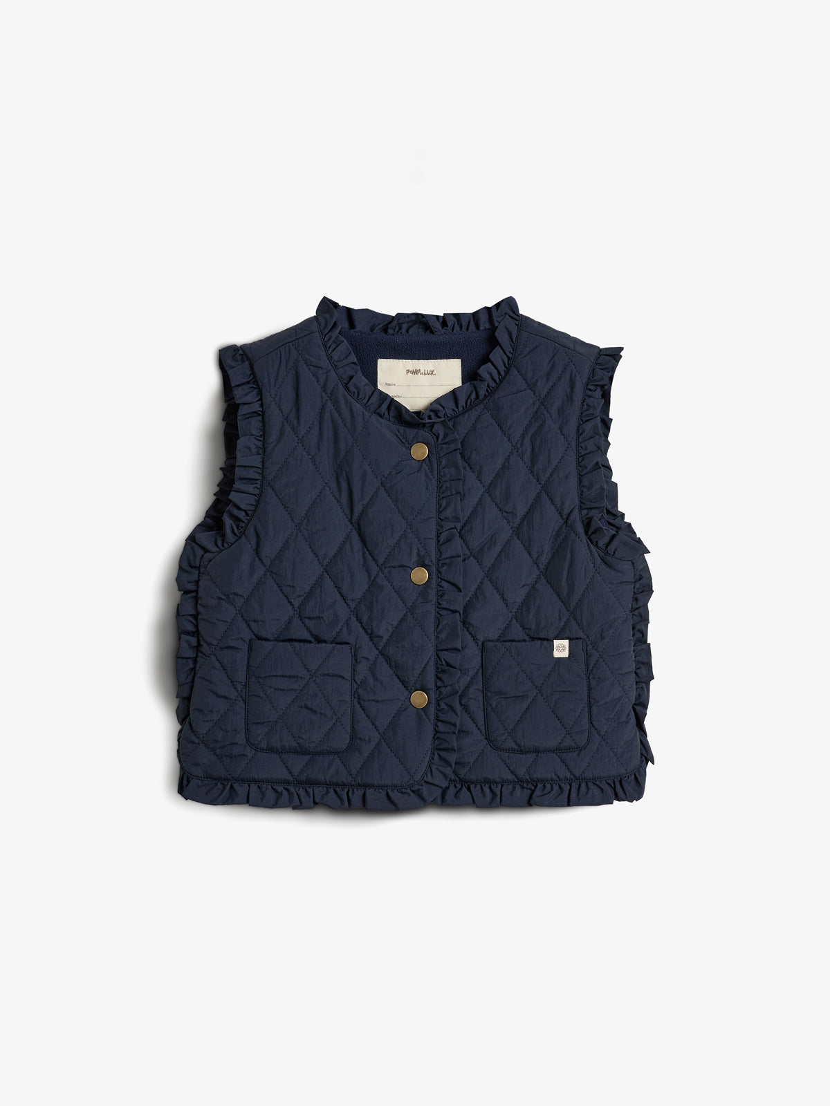 Gewatteerd gilet met ruches - Kids - Navy