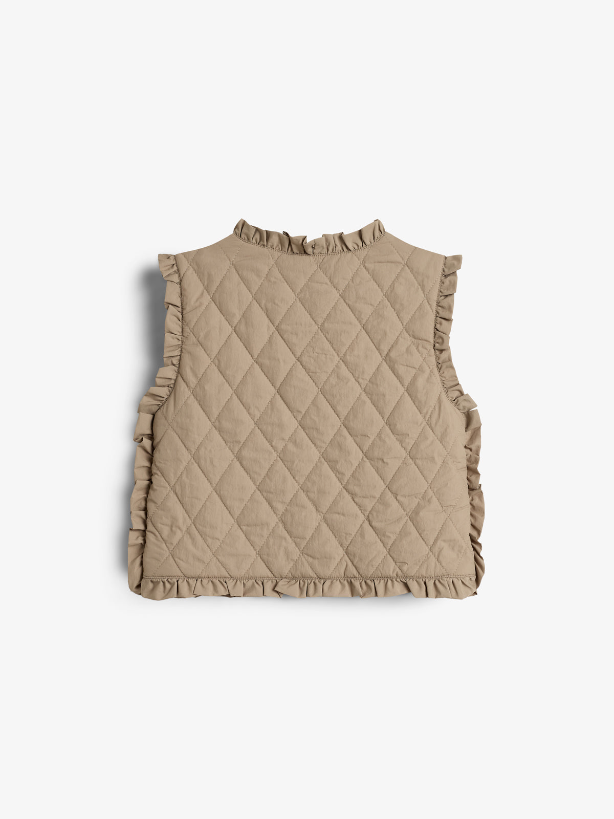 Gewatteerd gilet met ruches - Kids - Dark beige