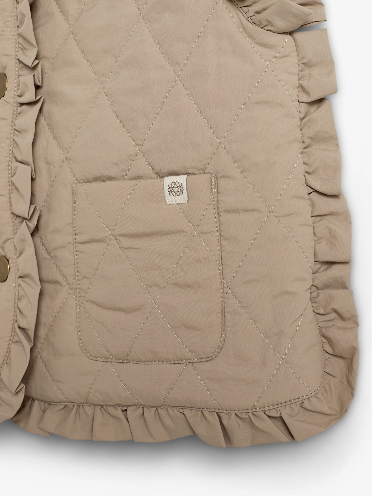 Gewatteerd gilet met ruches - Kids - Dark beige