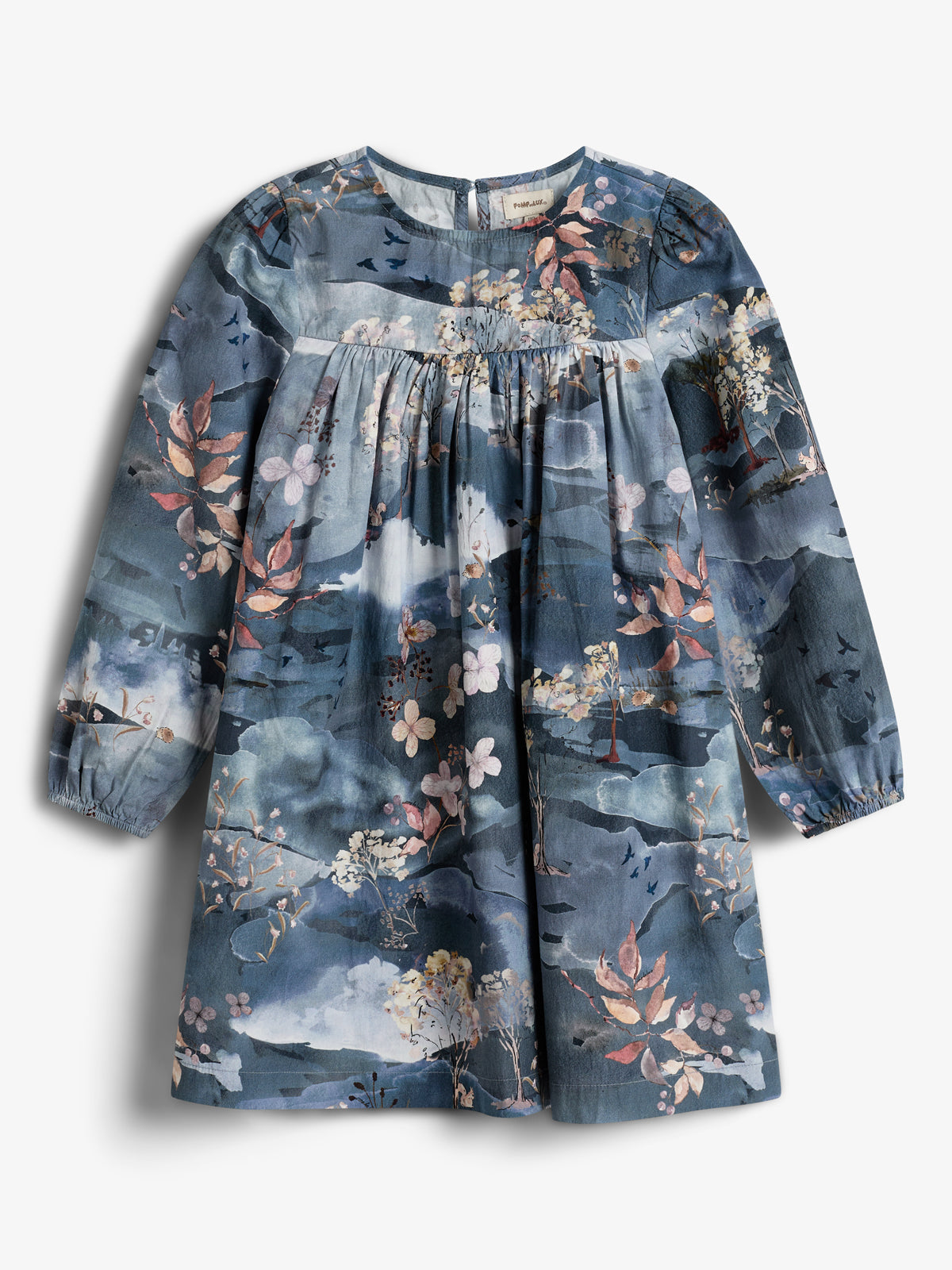 Popeline jurk met schilderachtige print - Kids - Blue/Rose