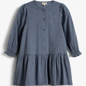 Katoenen jurk met microstippen - Kids - Dusty Blue