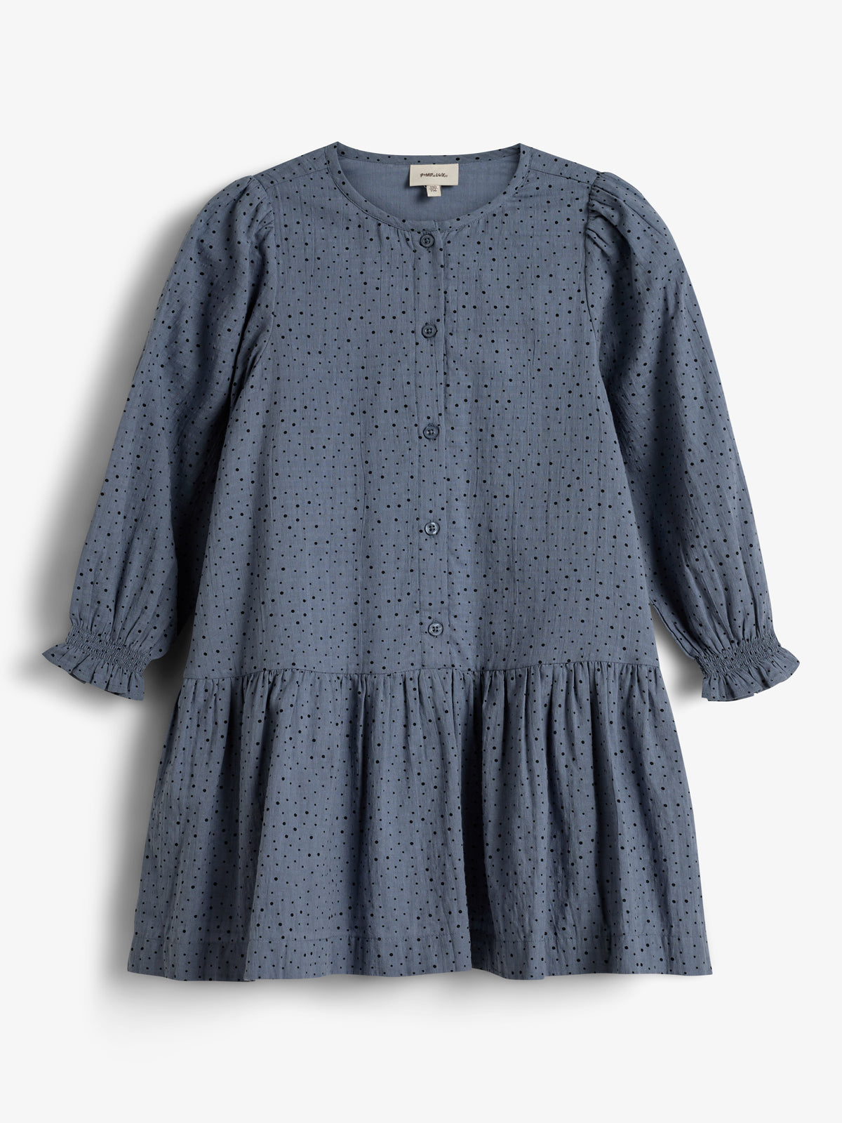 Katoenen jurk met microstippen - Kids - Dusty Blue