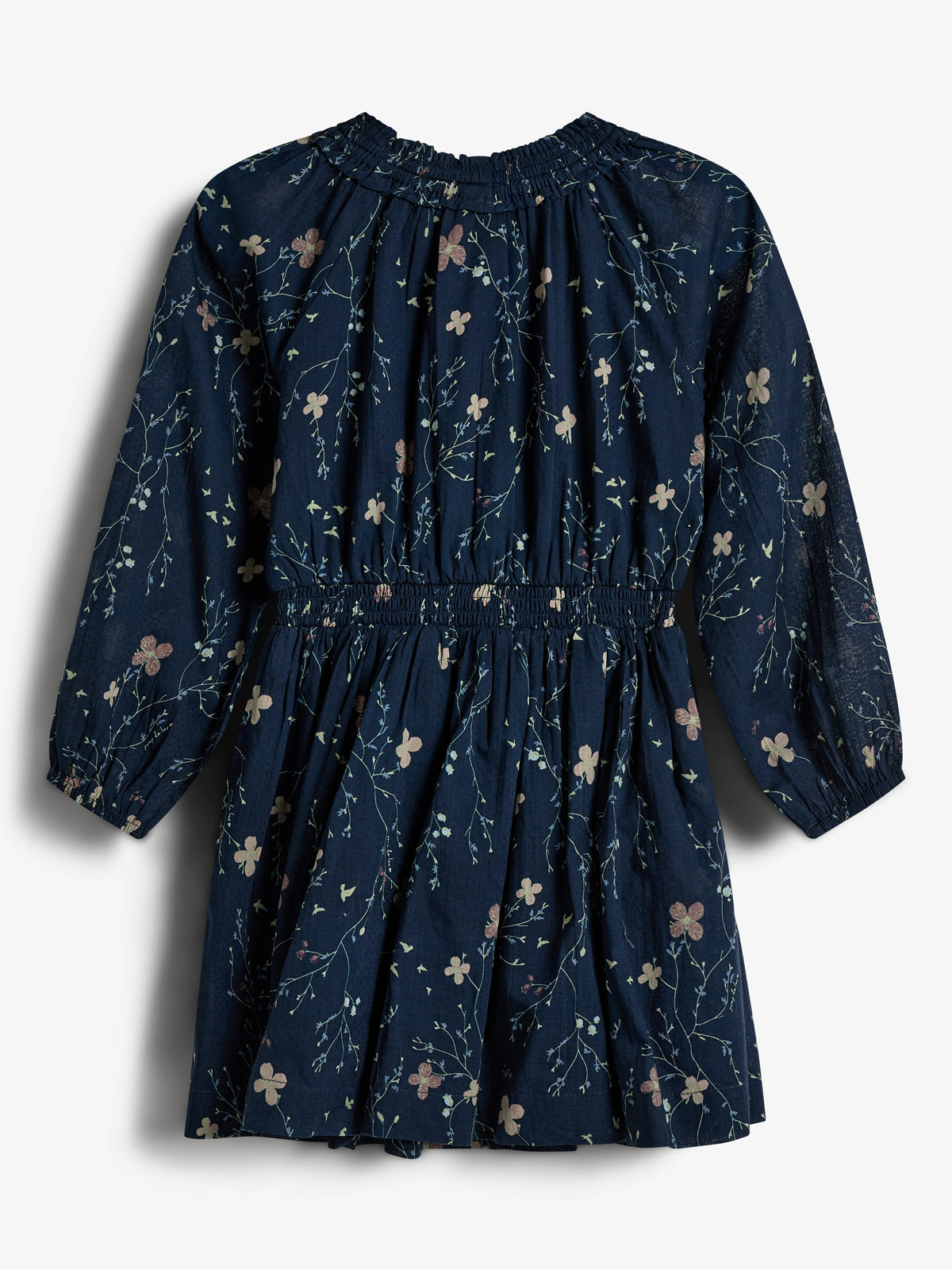 Smock Taille Jurk met Bloemenprint - Kids - Blue/Rose