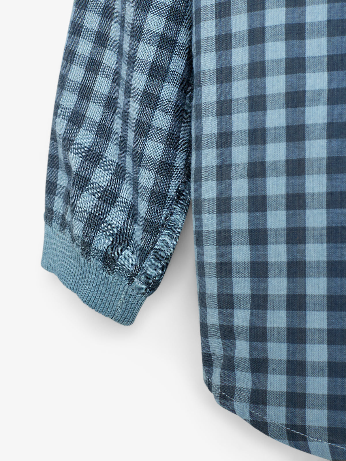 Micro Gingham Katoenen Overhemd - Kids - Blue
