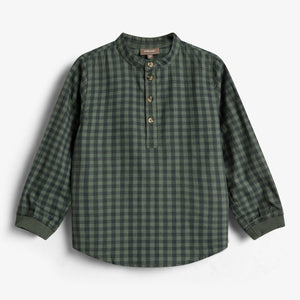 Micro Gingham Katoenen Overhemd - Kids - Green