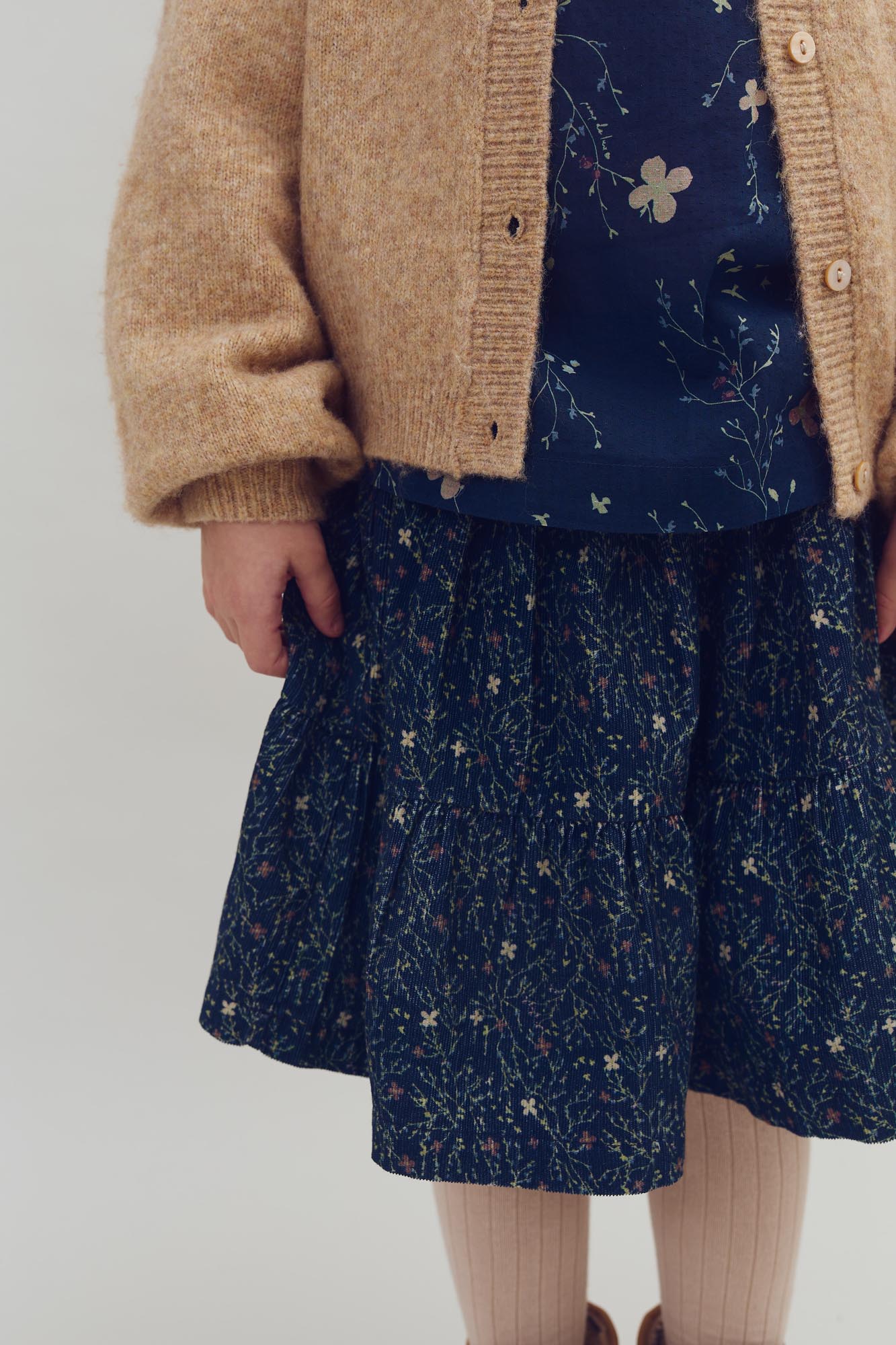 Corduroy rok met bloemenprint - Kids - Blue/Rose