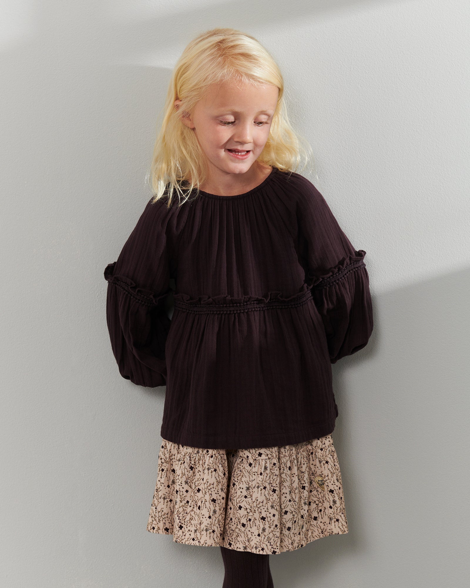 Corduroy rok met bloemenprint - Kids - Moonlight/Purple
