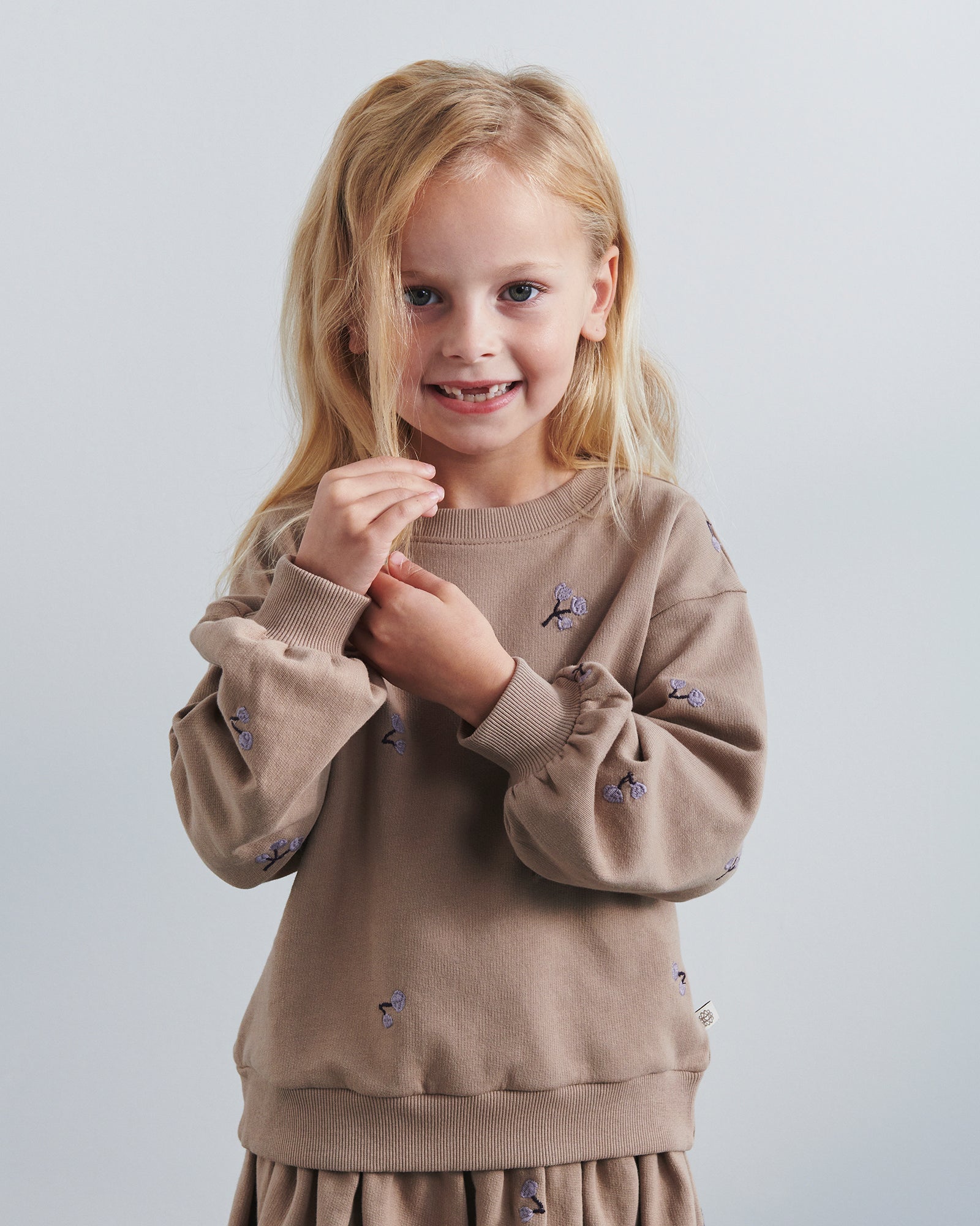 Sweatshirt met borduursel - Kids - Dark Beige