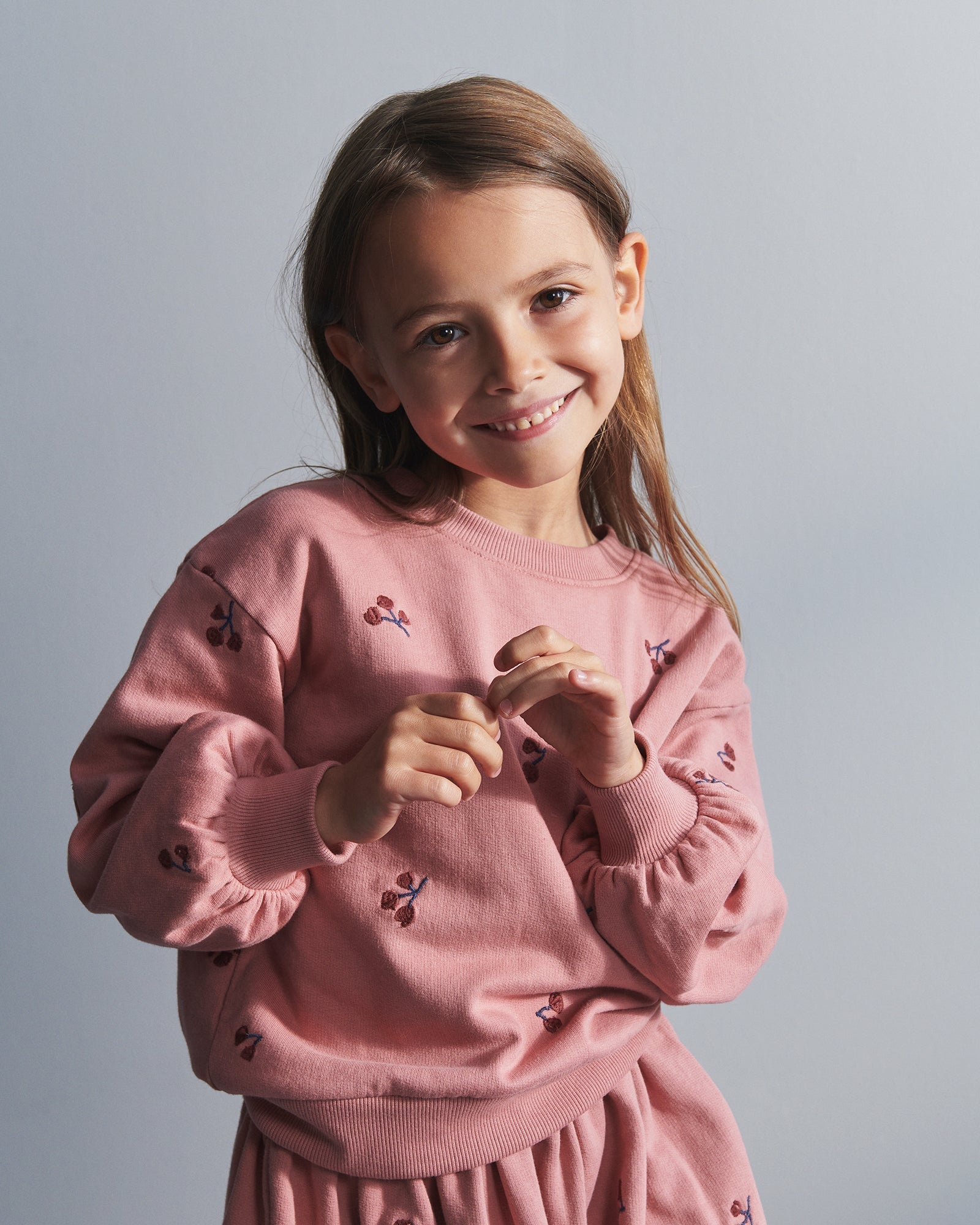 Sweatshirt met borduursel - Kids - Dusty Rose