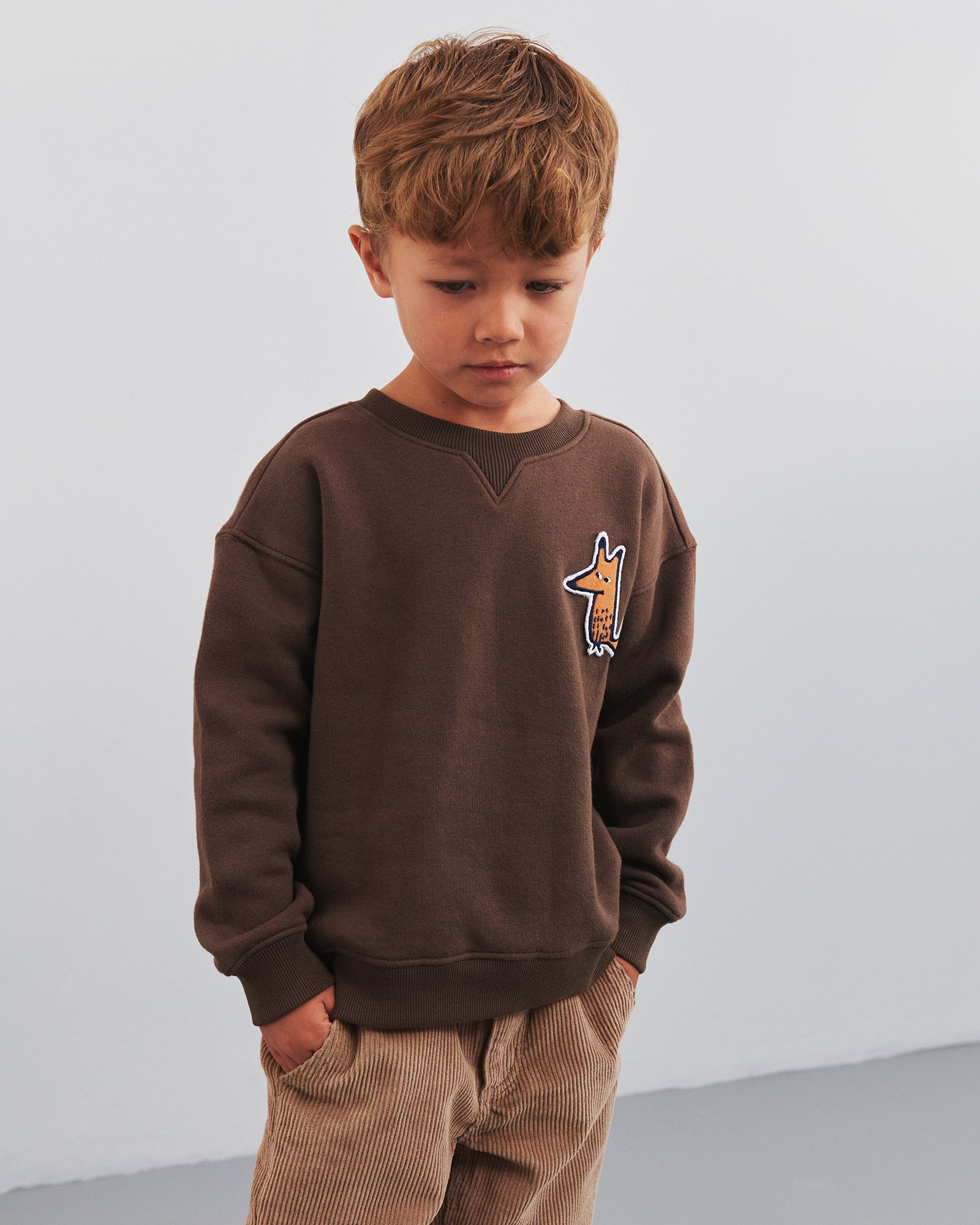 Sweatshirt Vos Badge - Kids - Dark Earth