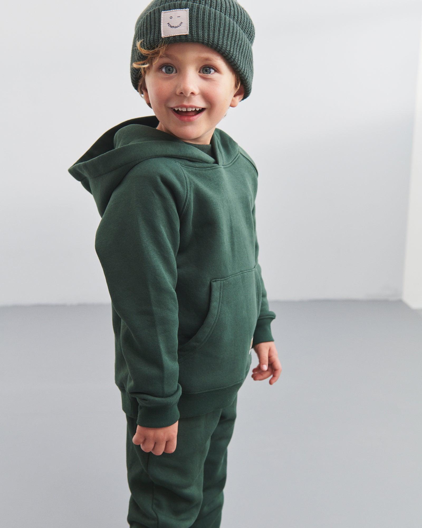 Hoodie in. Kangoeroezak - Kids - Dark Green