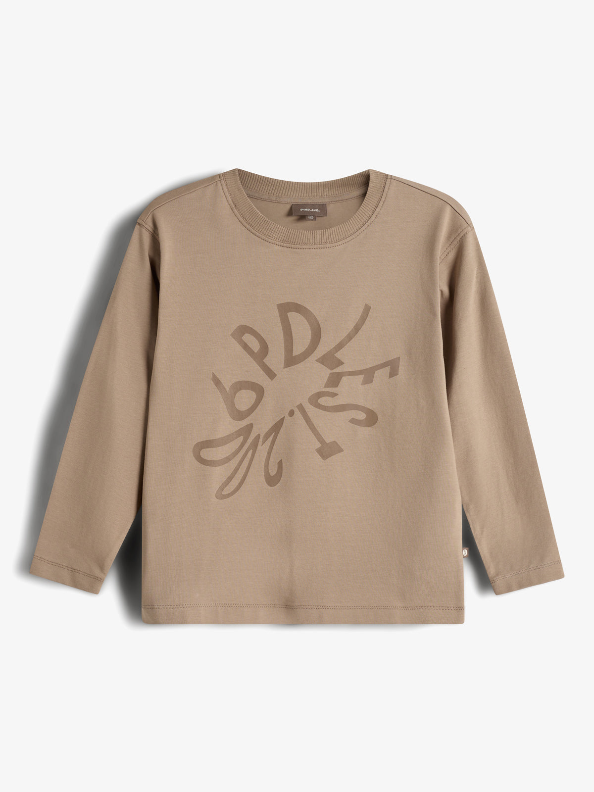 Warp Text Long Sleeve T-shirt - Kids - Dark Beige