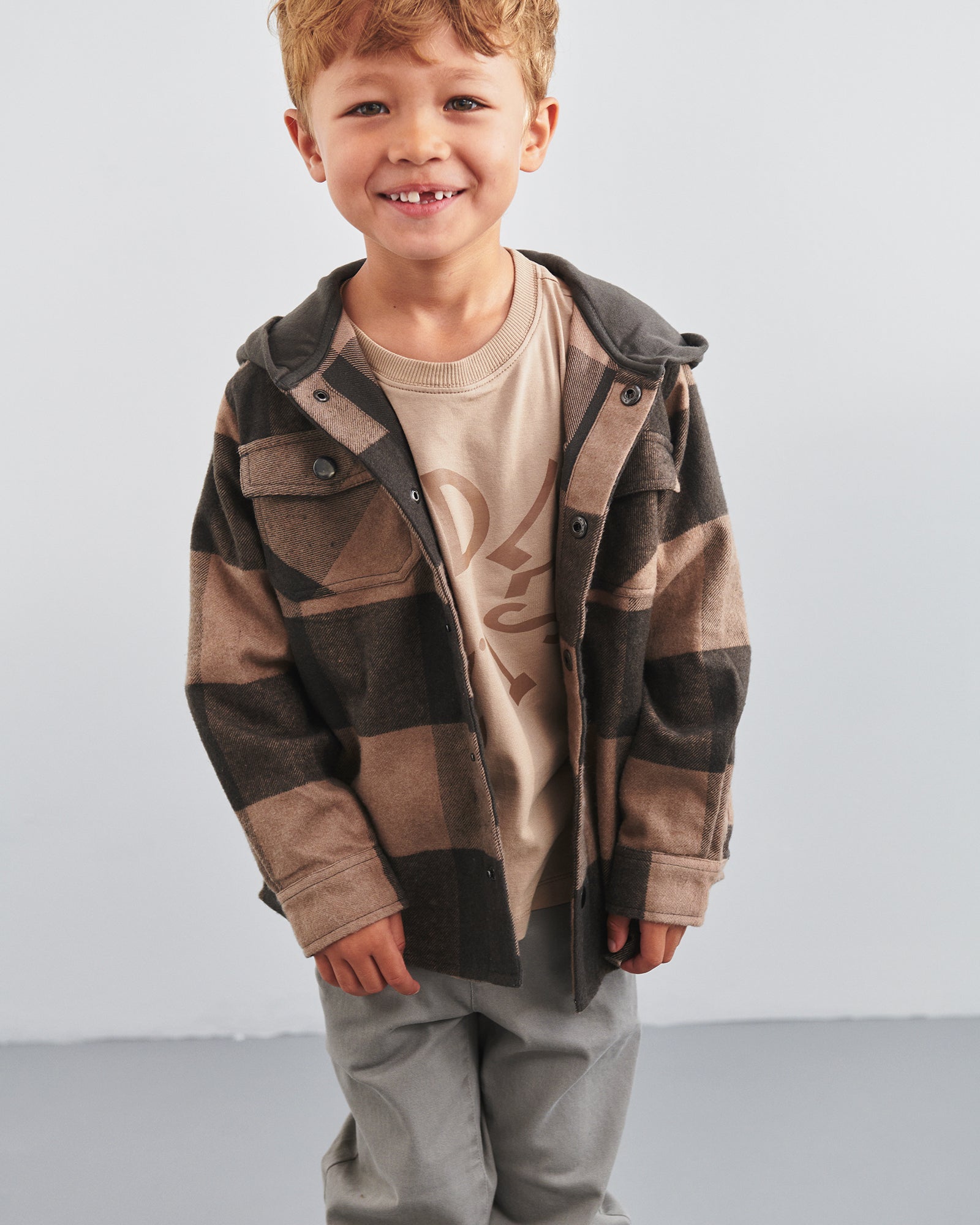 Warp Text Long Sleeve T-shirt - Kids - Dark Beige